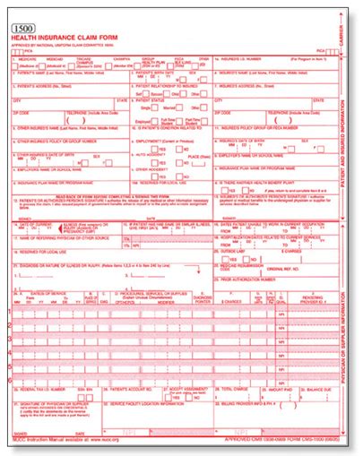 Cms 1500 Claim Form Worksheet Fill Online Printable Fillable Blank Images