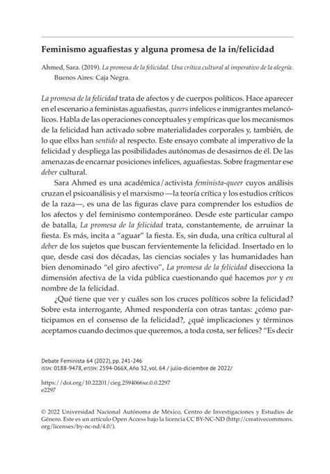 PDF Feminismo Aguafiestas Y Alguna Promesa De La In Felicidad