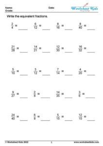 Equivalent Fractions Worksheets For Rd And Th Grade Free Pdf