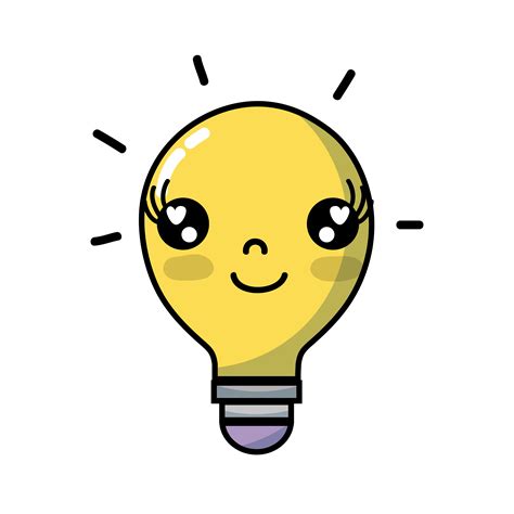 Kawaii Cute Happy Bulb Idea 650565 Vector Art At Vecteezy