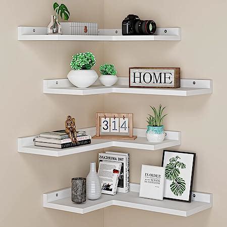 Amazon Tier Floating Corner Shelves White Set Of Rustic Pine