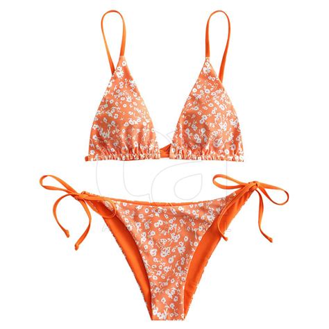 Women Bikini S Orange Color Full Sublimation Printed Bikinis Wholesale