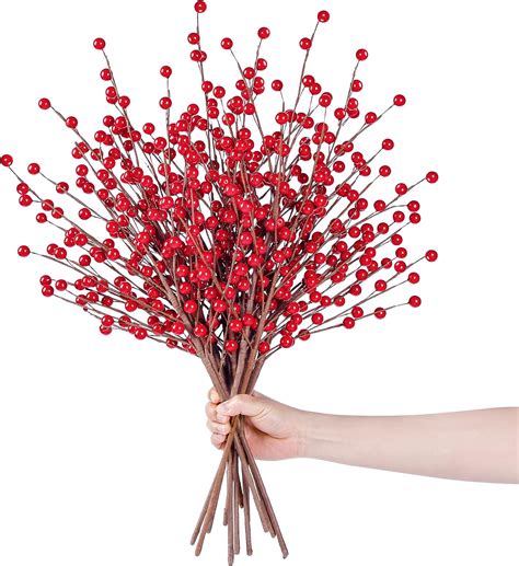 Amazon Sggvecsy Pcs Artificial Red Berry Stems Christmas Red