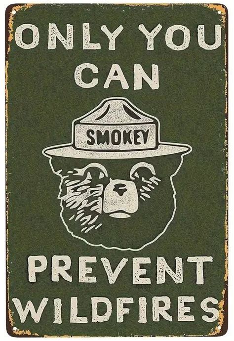 Smokey The Bear Only You Can Prevent Wildfires Retro Vintage Tin Sign