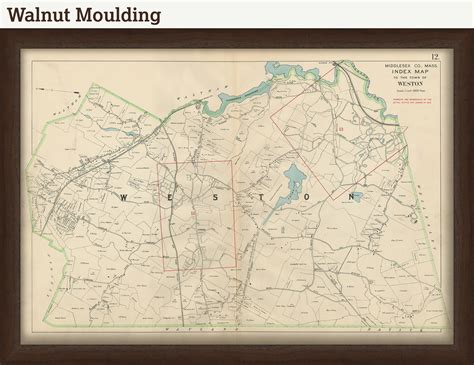 Town of WESTON, Massachusetts 1908 Map - Replica or GENUINE Original