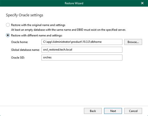 Step Specify Oracle Settings Veeam Backup Explorers Guide