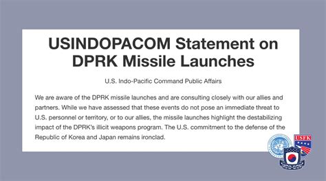 U S Forces Korea On Twitter INDOPACOM S Statement On DPRK S