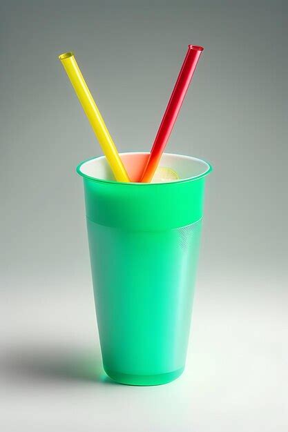 Premium Photo Green Empty Disposable Plastic Glass With Colorful