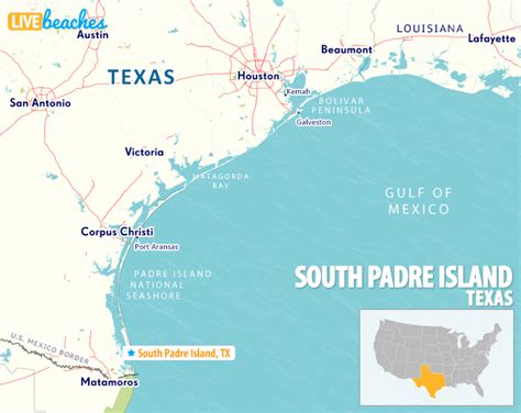 San Padre Island Texas Map Dallas Madelena