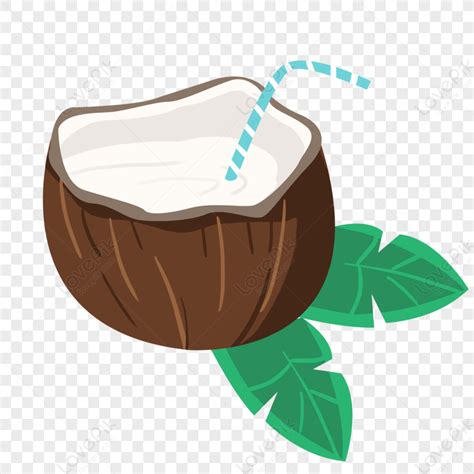 Summer Seaside Cool Coconut Juice Hand Drawn Cartoon Png Image Free