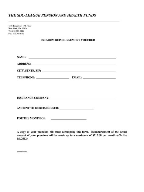 Fillable Online Sdcweb H Premium Reimbursement Form Doc Fax Email