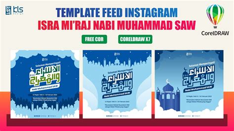 Free CDR Cara Desain Template Feed IG Isra Miraj Nabi Muhammad SAW