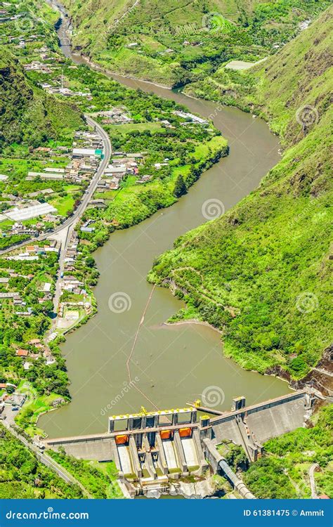 Agoyan Dam On Pastaza River Aerial Shot Stock Image - Image: 61381475