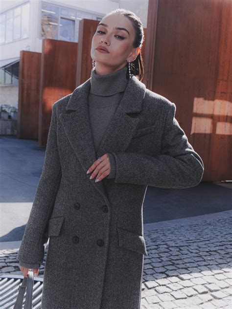 Шерстяное пальто макси с мелким орнаментом :: LICHI - Online fashion store