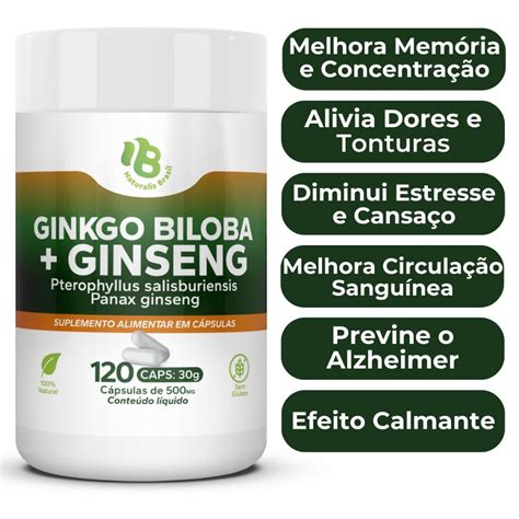 Legítimo Ginkgo Biloba Com Ginseng 120 Cápsulas 500mg Escorrega O Preço