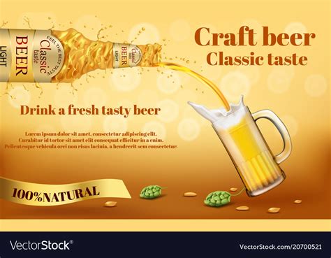 Realistic Promotion Banner For Beer Brand Vector Image