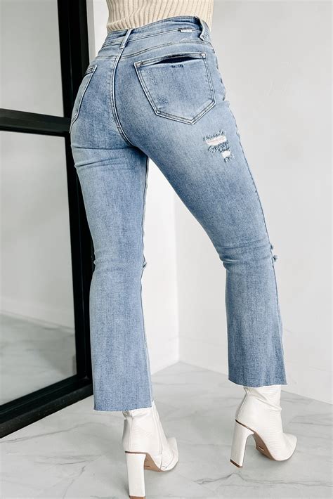 Zion Mid Rise Crop Kick Flare Risen Jeans Light · Nanamacs