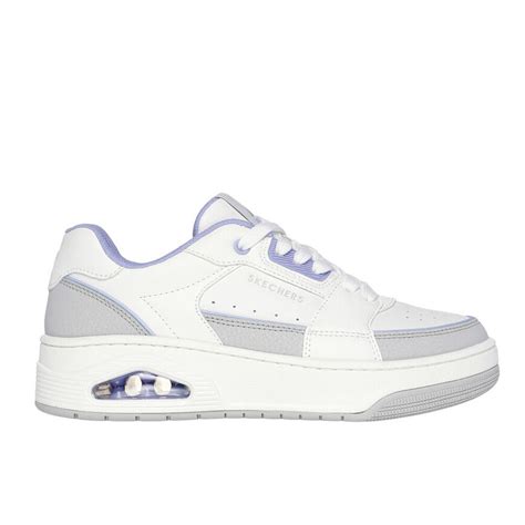 Skechers Uno Court Courted Style Wit Lavendel Wandelsneakers Dames BD