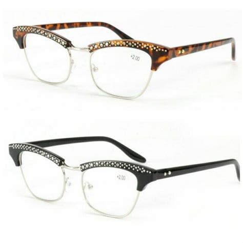 Crystal Rhinestone Cat Eyes Reading Glasses Optical Frame Lens