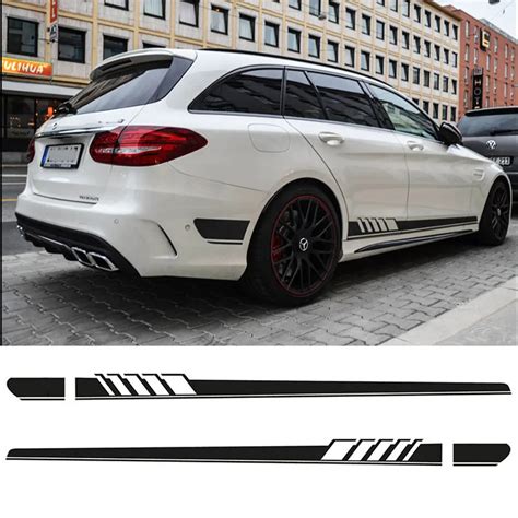 Edition 1 Style Side Stripe Skirt Sill Sticker For Mercedes Benz S205 C Class W205 Estate C180