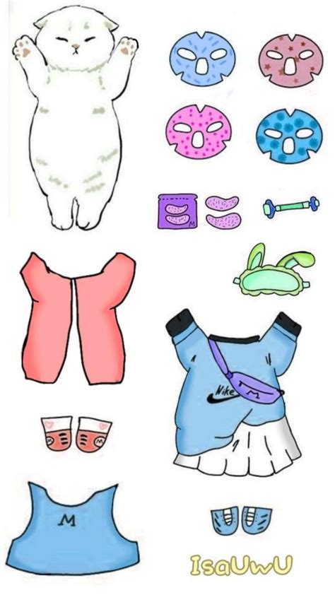 Cute Little Cat Paper Doll Drawing