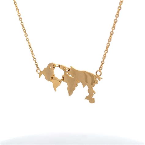 Mio Mio By Silverworks Gold World Map Necklace Silverworks