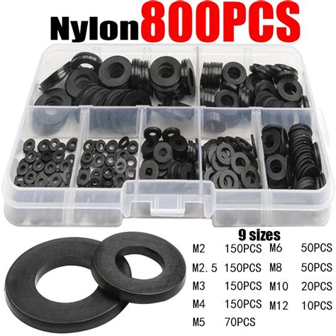 Pcs Nylon Washer Plastic Insulation Spacers Seals Black White Nylon