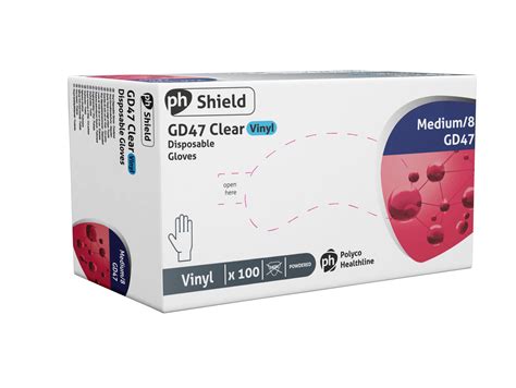 Shield Gd47 Powdered Clear Vinyl Gloves 100 Box Litelines