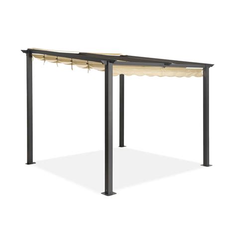 Pergola Tarasowa Aluminiowa Szara z Beżowym Poszyciem Keros 3x2 9m