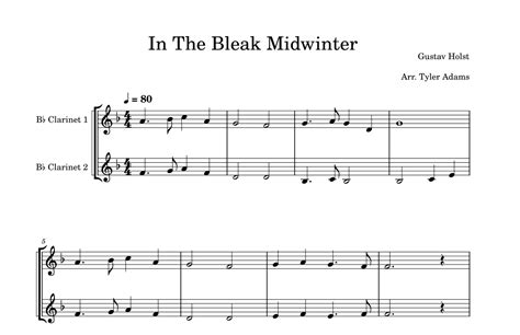 In The Bleak Midwinter Easy Clarinet Duet Arr Tyler Adams By