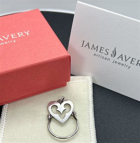 Retired James Avery Scrolled Heart Charm Holder Gem