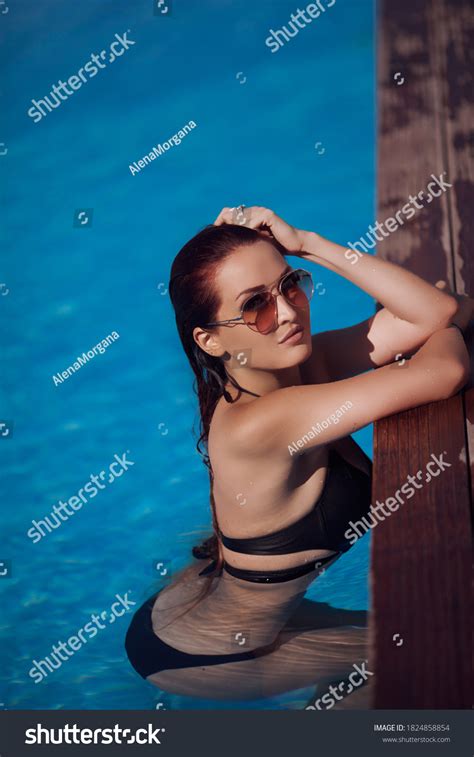 Sexy Woman Model Bikini Posing Swimming Stock Photo Shutterstock