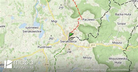 Sierakowice Ko Ci W Marcina Mapa Szlak W Turystycznych Mapa