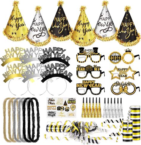 Dpkow Pcs New Year Accessories Black Gold Silver New Year