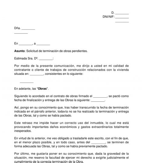 Carta De Solicitud De Terminaci N De Obras Modelo 67424 Hot Sex Picture