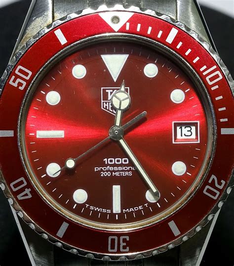 Tag Heuer 1000 Series 980 913n Red Face Case And Paperwork Rare