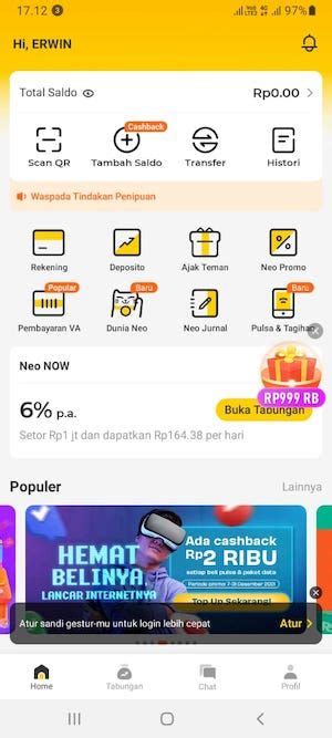 daftar akun  login aplikasi neo bank