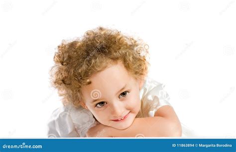 Petite Fille Blonde Assez Boucl E Photo Stock Image Du Humain Cheveu