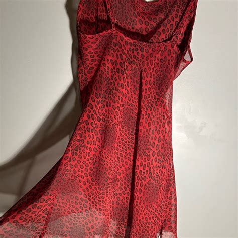 Source Unknown Intimates Sleepwear Sexy Red And Black Cheetah Print Lingerie Slip Euc