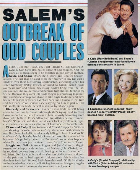 The Soap Opera Saga Days Salem S Outbreak Of Odd Couples