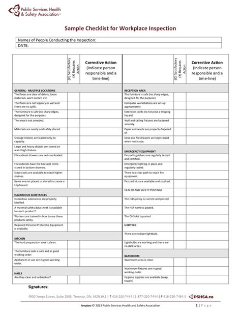 Public Services Health And Safety Association Sample Workplace