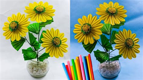 Cara Membuat Bunga Matahari Dari Sedotan Cara Baru Diy Sun Flower