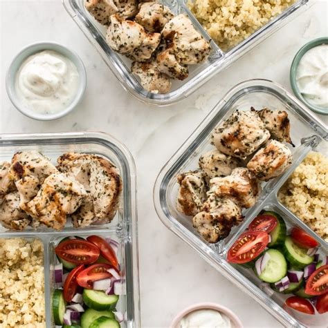 Greek Chicken Souvlaki Meal Prep Bowls Salt Lavender