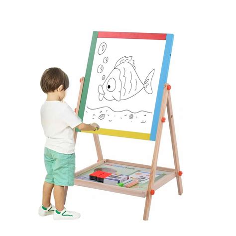 Kids Easel Wooden Artist Painting Board And Whiteboard For Childrens