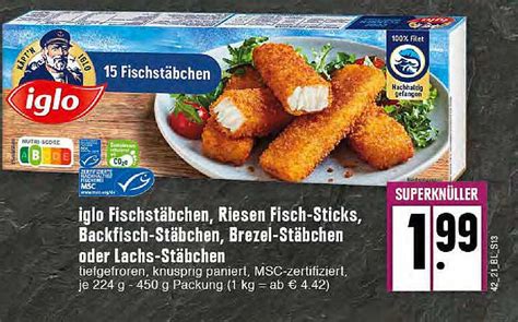 Iglo Fischstäbchen Riesen Fisch sticks Backfisch stäbchen Brezel