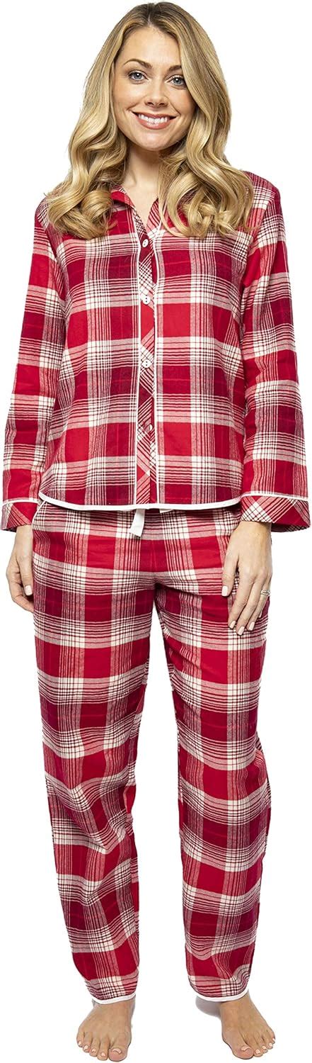 Cyberjammies Womens Red Check Pyjamas Soft Cotton Tartan Print Ladies