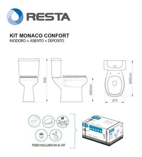 Kit Inodoro Alto Roca Monaco Confort Discapacitados Cuotas Resta