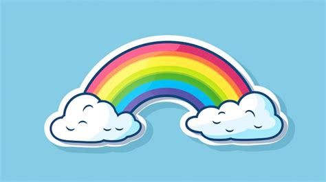 Un arco iris con nubes y las palabras arco ires en él Vector Premium