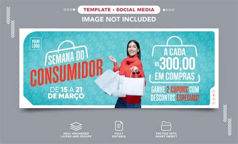 Publicar banner de mídia social Semana do consumidor descontos