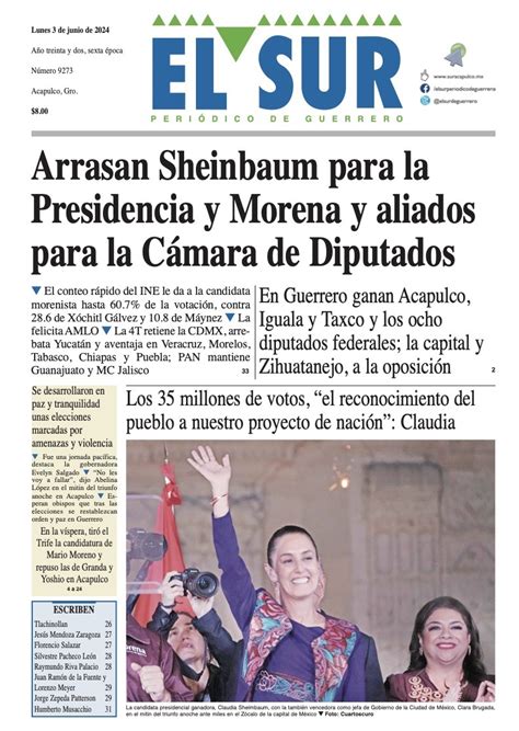 El Sur Peri Dico De Guerrero Portada De Este De Junio De El